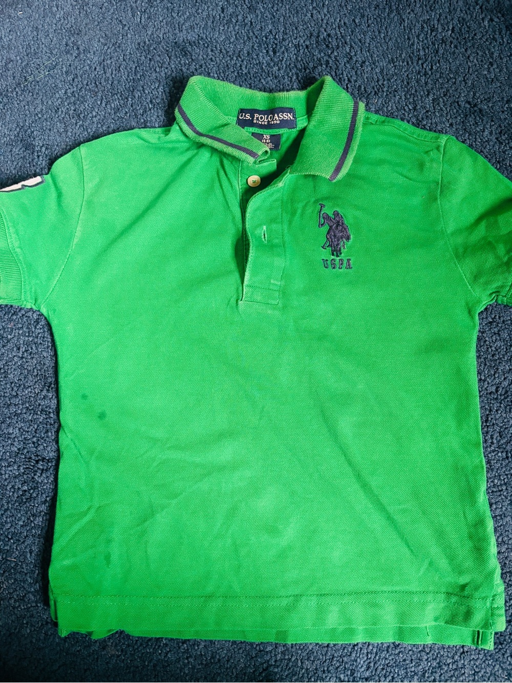 U.S. Polo Assn. Boys' Green Polo with Navy Trim and Embroidered Logo